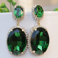 EMERALD Green EARRINGS, Olive Green Statement Earrings, Chandelier Earrings, Woman&#39;s Jewelry Mother Of The Brides, Large Rebeka Earrings,