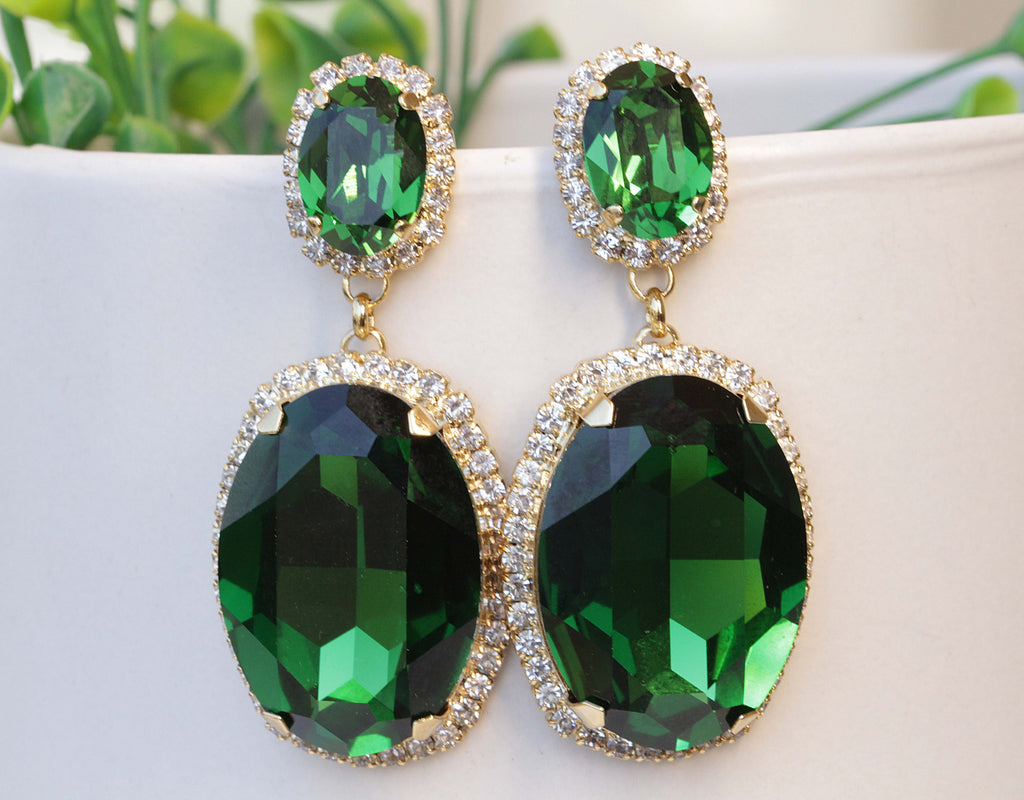 Emerald Statement Long Earrings, Emerald Green Chandelier Earrings, Emerald  Green Crystal Earrings, Green Emerald Crystal Oversize Earrings. - Etsy