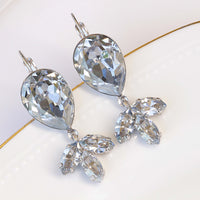 DUSTY BLUE Drop Earrings, Bridal Earrings, Rebeka Leverback Earrings, Wedding Minimalist Earrings Gift, Vintage Earrings, Antique Blue