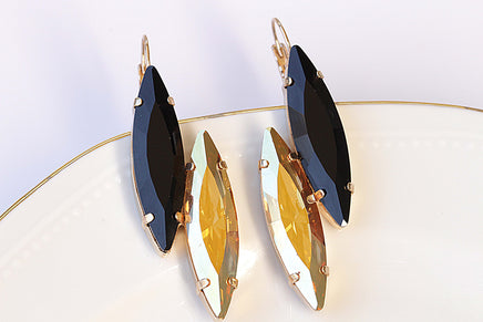 GOLD AND BLACK earrings, Classic Rebeka earrings, Statement Dangle earrings, Earrings For Women, Evening Jewelry, Bronze Black Earrings