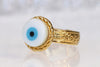 BLUE EVIL EYE Ring, Adjustable Ring, Gold Plated Shell Ring, Evil Eye Jewelry, Turquoise Evil Eye Bead Ring, greek jewelry, Ring For Woman