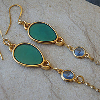 TURQUOISE ENAMEL NECKLACE, Blue enamel gold necklace, Bohemian jewelry, Woman Gift, Statement necklace,Puzzle Necklace Earrings Bracelet Set