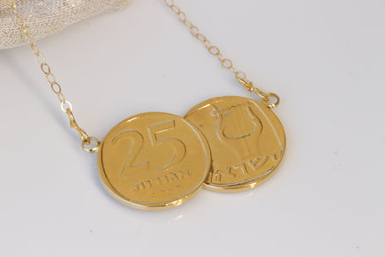 COIN PENDANT, Old Jewish Coin, Antique Coin pendant Copy, Gold Filled Coin Israel Designer, Passover Gift Ideas, Money Jewelry,Hanukkah Gift