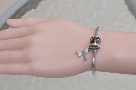 DRAGONFLY BRACELET, Rebeka Bracelet, Pandora Style, Friendship Bracelet, Gift For Woman,Beaded Bracelet,Bird Silver Bracelet,Charm Bangle