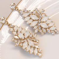OPAL COLLAR NECKLACE, Rebeka Opal Jewelry Set, White Bridal Earrings Necklace Bracelet Set, Wedding Short Necklace, Crystal Opal Necklace