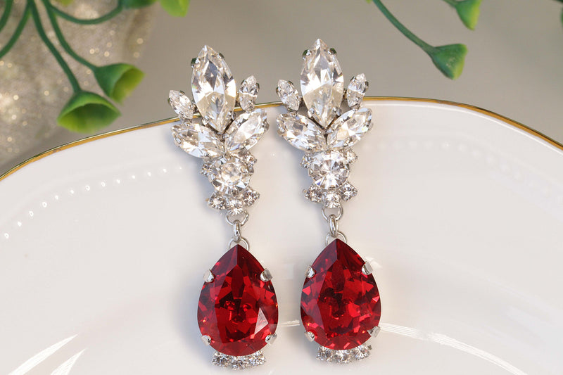 Buy Red Swarovski Crystal Earrings, Long Red Earrings, Red Crystal Earrings,  Colorful Earrings, Red Jewelry Online in India - Etsy