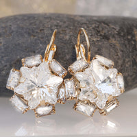 Rebeka CRYSTALS EARRINGS, Rhinestone Bridal Clip on Earrings, Bridal Stars Earrings, Bridal White Earrings,Bridesmaid Custom Jewelry Gift