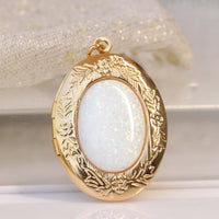 Opal Locket Necklace, Choose Your Color,Keepsake, Oval Locket,Gift For Her,  Fire Opal Necklace, Photo Locket Necklace, Locket Gold Pendant
