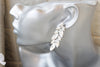 CLUSTER WEDDING EARRINGS, Big Leaves Earrings, White Crystal Earrings, Rebeka Earrings, Bridal White Earrings, Rebeka Clear Earrings