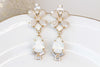 BRIDAL PEARL EARRINGS, White Opal Pearl Earrings, Rebeka Earrings, Ivory Chandelier Earrings,Jewelry For Bride,Crystal And Pearl Earrings