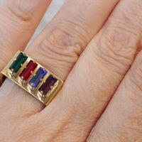 Women&#39;s Ring, 4 Stones Baguette Ring, Custom Birth Stone Ring, birthstone initial Ring, Rebeka Ring, Mother&#39;s Rings, Custom Gemstone Ring