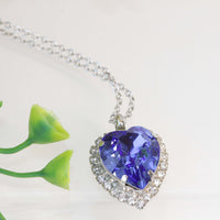 BLUE SAPPHIRE Heart Necklace, Rebeka Pendant, Christmas Gift Idea, Bridesmaid Necklace, Heart Shaped Necklace, Bridal Necklace, For Wife