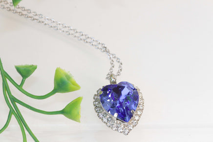 BLUE SAPPHIRE Heart Necklace, Rebeka Pendant, Christmas Gift Idea, Bridesmaid Necklace, Heart Shaped Necklace, Bridal Necklace, For Wife