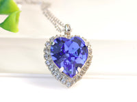 BLUE SAPPHIRE Heart Necklace, Rebeka Pendant, Christmas Gift Idea, Bridesmaid Necklace, Heart Shaped Necklace, Bridal Necklace, For Wife