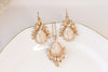 IVORY DROP Earrings, Bridal Gold Champagne Statement Earrings, Rebeka Cream Jewelry, Big Earrings, Wedding Ivory Nude Earrings For Bride