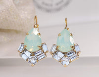 MINT EARRINGS, Mint Green Opal Drop Earring, Bridesmaid Earrings Gift, Mint Bridal Earrings, Spring Wedding Jewelry,Rebeka Woman Jewelry