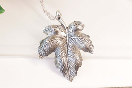 Acer Leaf Necklace, Silver Antique Acer Leaf Statement Necklace, Leaves Jewelry, Best Friend Gift For Her,Japanese Maple Leaf,Botanical Leaf