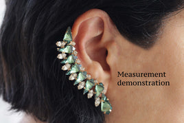 Dusty Blue EAR CLIMBER, Rebeka Crystals Earrings, Ear Crawler, Green Ear Cuff, Climbing Earrings Gift, Ear Sweep,Light Blue Bride Jewelry