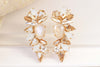 IVORY CHAMPAGNE EARRINGS, Ivory Beige Wedding Earrings, Cluster Rebeka Earrings,  Large Stud Earrings, For Brides, Nude Bridal Earrings