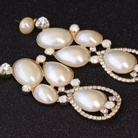 PEARL CHANDELIER EARRINGS, Rebeka & Ivory Pearl Earrings For Bride, Wedding Opal, Oversized Earrings,Bridal Statement Art Nouveau Earring