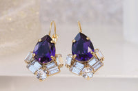 DEEP PURPLE EARRINGS, Amethyst Dangle Earring, Plum Purple Earrings, Art Nouveau Earrings, Rebeka Leverback Earrings, Bridal Earrings