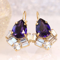 DEEP PURPLE EARRINGS, Amethyst Dangle Earring, Plum Purple Earrings, Art Nouveau Earrings, Rebeka Leverback Earrings, Bridal Earrings