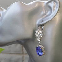 ROYAL BLUE EARRINGS, Bridal Sapphire Earrings, Bridal Silver Earrings, Rebeka Dangle Earrings, Cobalt Blue Jewelry, Bright Blue Earrings