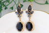 BLACK GOLD Earrings, Rebeka Jet Black Gray Earrings, Chandelier Earrings,Elegant Evening Earrings,Statement Mother OF The Groom Or Brides