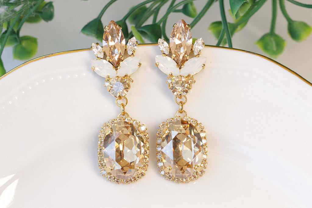 Jewelry, Wedding Formal Earrings Rose Gold Rhinestones