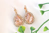 Vintage Bridal Earrings, Morganite Teardrop Earrings, Rose Gold Drop Earrings, Rebeka Crystal Blush Pink Jewelry, Bridesmaid Earring Set