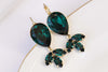 Emerald Drop Earrings, Emerald Bridal Earrings, Rebeka Emerald Green Earrings,Elegant Christmas Earrings Woman Gift,  Dangle Earrings.