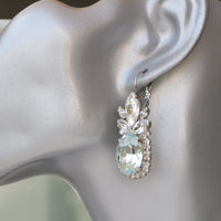 AQUAMARINE EARRINGS, Rebeka Crystal Earrings, Bridal Light Blue Earrings, Azore Blue Earrings, Dangle Earrings, Wedding Elegant Earrings
