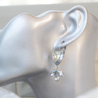 DUSTY BLUE Drop Earrings, Bridal Earrings, Rebeka Leverback Earrings, Wedding Minimalist Earrings Gift, Vintage Earrings, Antique Blue