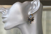 BLACK GRAY EARRINGS, Woman Drop Earrings, Rebeka Evening Earrings, Formal Jewelry For Mother of the Brides, Bridesmaid Black Gold Earring