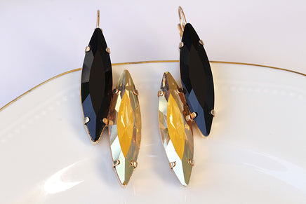 GOLD AND BLACK earrings, Classic Rebeka earrings, Statement Dangle earrings, Earrings For Women, Evening Jewelry, Bronze Black Earrings