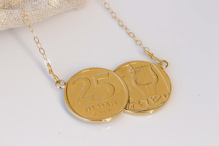 COIN PENDANT, Old Jewish Coin, Antique Coin pendant Copy, Gold Filled Coin Israel Designer, Passover Gift Ideas, Money Jewelry,Hanukkah Gift