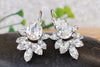 CLEAR CRYSTAL EARRINGS, Bridal White Dangle Earrings, Rebeka Earrings, Stunning Wedding Jewelry, Bridesmaid Silver Earrings Set for 5,6,7