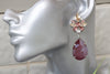 Burgundy Earring, Mother Of The Brides, Dark Red Rebeka Jewelry, Oversized Long Earrings, Garnet Jewelry, Blush Pink Chandeliers Wedding