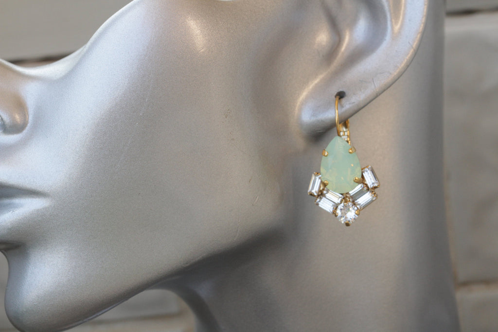 MINT EARRINGS, Mint Green Opal Drop Earring, Bridesmaid Earrings Gift, Mint Bridal Earrings, Spring Wedding Jewelry,Rebeka Woman Jewelry