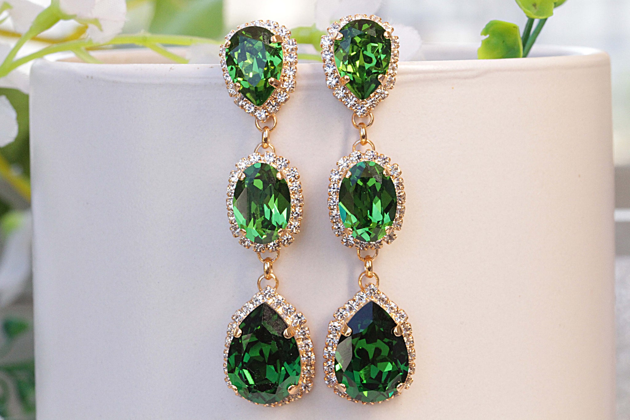 OLIVE GREEN EARRINGS Rose gold OLIVE GREEN EARRINGS Rose gold