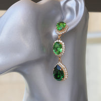 OLIVE GREEN EARRINGS, Rebeka Wedding Jewelry, Chandelier Earrings, Long Emerald earrings, Olivine Earrings, For Brides, Pistachio Green