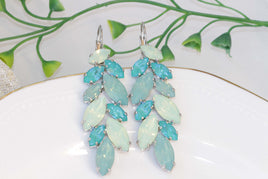 MINT OPAL EARRINGS, Art Deco Wedding Jewelry, Light Green Earrings, Pastel Bridal Earrings, Rebeka Earrings, Aqua Blue Turquoise Earrings
