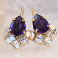 DEEP PURPLE EARRINGS, Amethyst Dangle Earring, Plum Purple Earrings, Art Nouveau Earrings, Rebeka Leverback Earrings, Bridal Earrings