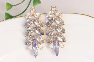 LIGHT BLUE EARRINGS, Long Clusters, Dusty Blue Earrings, Rebeka Earrings, Bridal Something Blue, Rustic Summer Earrings, Sapphire Wedding