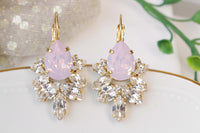 Pink Opal CRYSTAL EARRINGS, Bridal Pink Drop Earrings, Rebeka Earrings, Wedding Jewelry For Brides, Bridesmaid Pink Earrings Set Gift