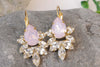 Pink Opal CRYSTAL EARRINGS, Bridal Pink Drop Earrings, Rebeka Earrings, Wedding Jewelry For Brides, Bridesmaid Pink Earrings Set Gift