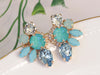 BRIDAL TURQUOISE EARRINGS, Bridesmaid Blue Earring, Rebeka Aquamarine Crystals Earrings, Earrings Studs ,Bride Minimalist Earrings, Xmas