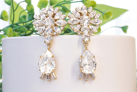 BRIDAL Chandelier EARRINGS, Rebeka Earrings, Statement Rhinestone Earrings, Clear Crystal Earrings, White Crystals Earring,  For Bride,