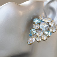 LIGHT BLUE EARRINGS, Wedding Statement Earrings, Bridal Ice Blue Earrings, Aquamarine Stud Earrings, Rebeka White Opal Crystal Earrings