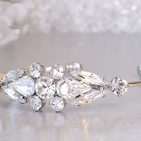 Bridal Crystal Bracelet, WHITE WEDDING BRACELET, Adjustable Bracelet, silver bridal cuff,  Bridal Rhinestone Cuff, Rebeka Brides Bracelet